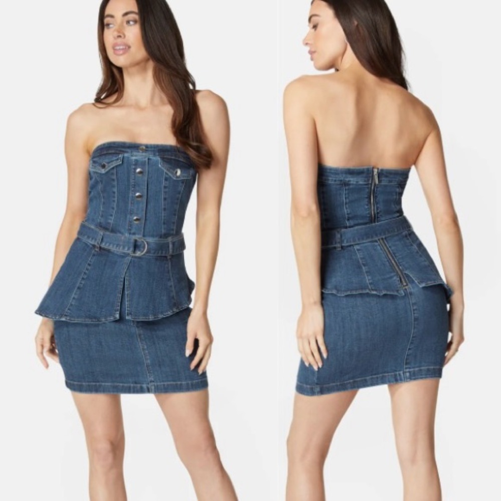 Bebe Strapless Denim Dress